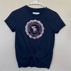 Abercrombie Kids Black Tee with Pink Sequin Logo